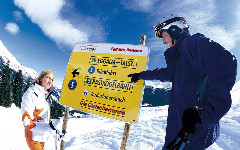 Sign Board For Tourist - Alpine Winter Vacation, HD wallpaper