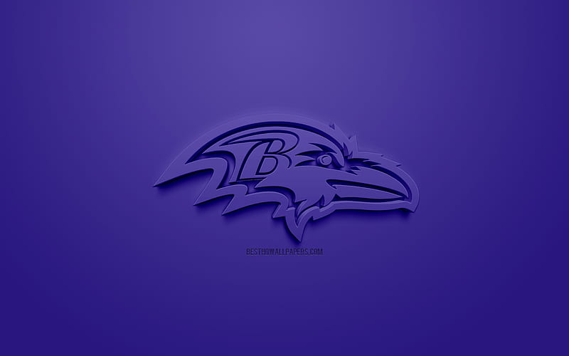 Baltimore Ravens, American football club, creative 3D logo, purple background, 3d emblem, NFL, Baltimore, Maryland, USA, National Football League, 3d art, American football, 3d logo, HD wallpaper