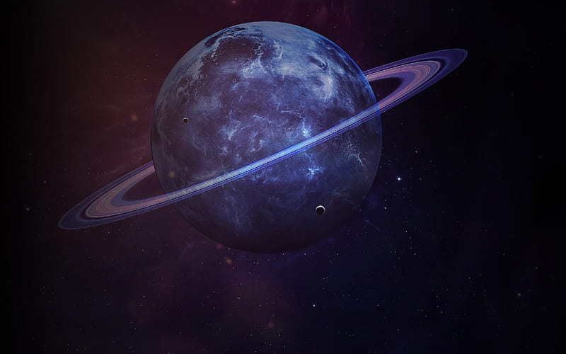 Saturn from space, digital art, galaxy, purple planet, sci-fi, universe, NASA, planets, Saturn, HD wallpaper