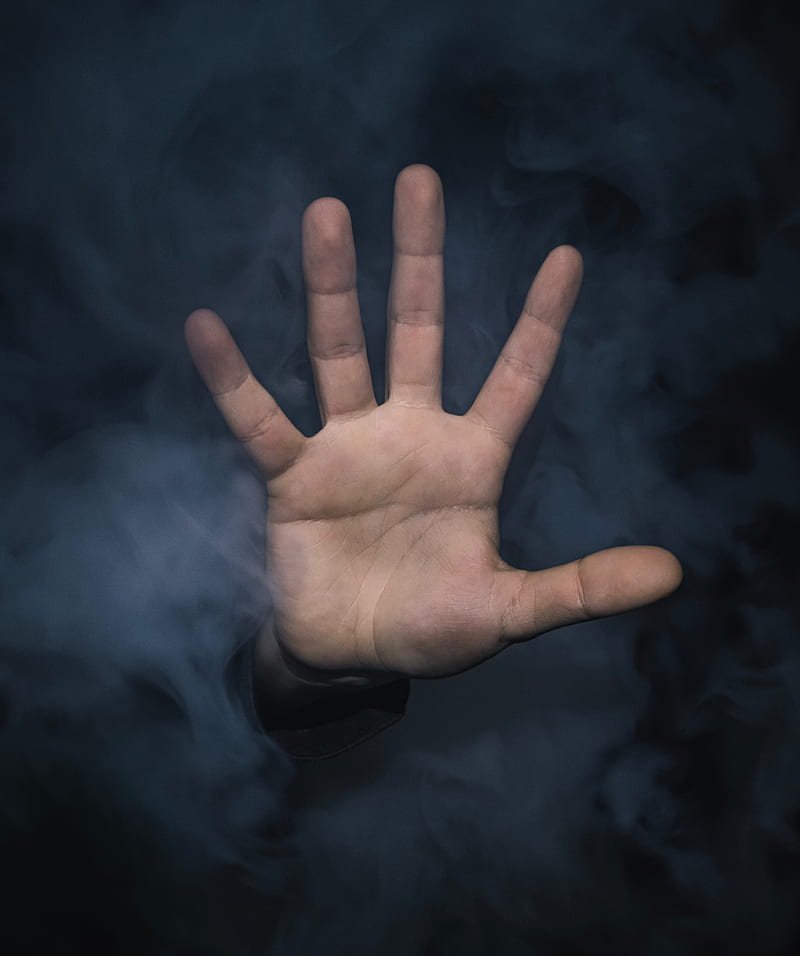 hand, smoke, fingers, palm, gesture, HD phone wallpaper