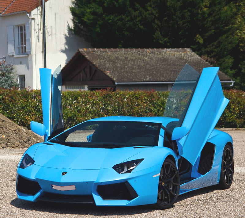 Lamborghini LP700-4, aventador, azure, blue, car, lamborghinini, super, HD wallpaper