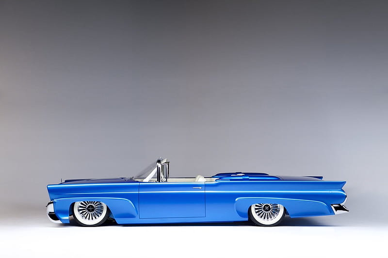 1958 Lincoln Continental, Classic, Conv, Whitewalls, Blue, HD wallpaper