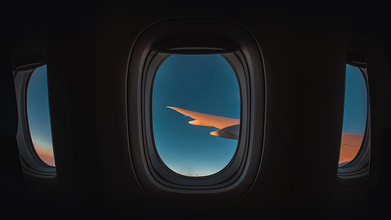 airplane window, wing, sky, HD wallpaper