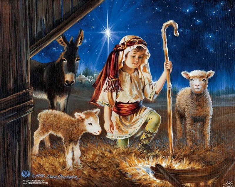 Nativity, christ, sheep, jesus, christmas, shepherd, HD wallpaper