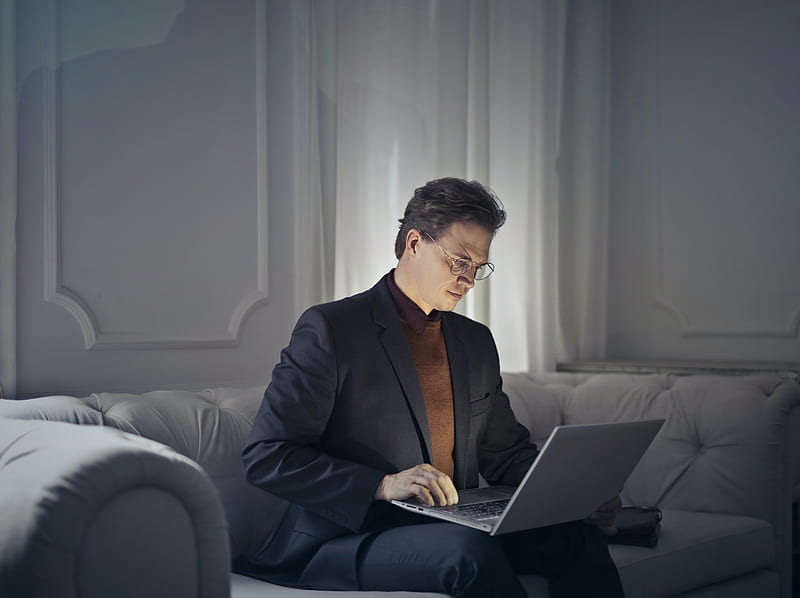 Businessman, computer, pc, HD wallpaper