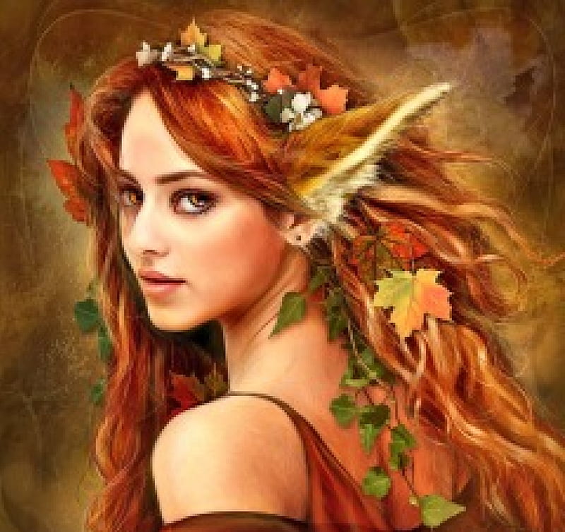 Autumn Elve, Elve, Woman, Art, Autumn, HD wallpaper | Peakpx