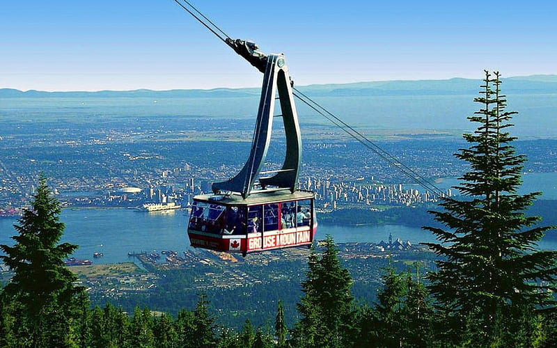 Skyride to Grouse Mountain, Mountain, Vancouver, Skyline, Canada, HD wallpaper