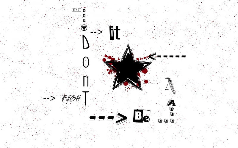 Don't Fight It - Red, red, text, it, start, black, abstract, dont, fight, white, star, HD wallpaper