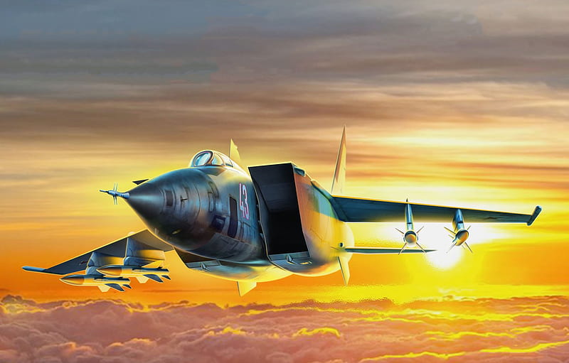 The Sun, Clouds, USSR, THE SOVIET AIR FORCE, The MiG 25, MiG 25БМ, The Aircraft Penetration For , Section авиация, HD wallpaper