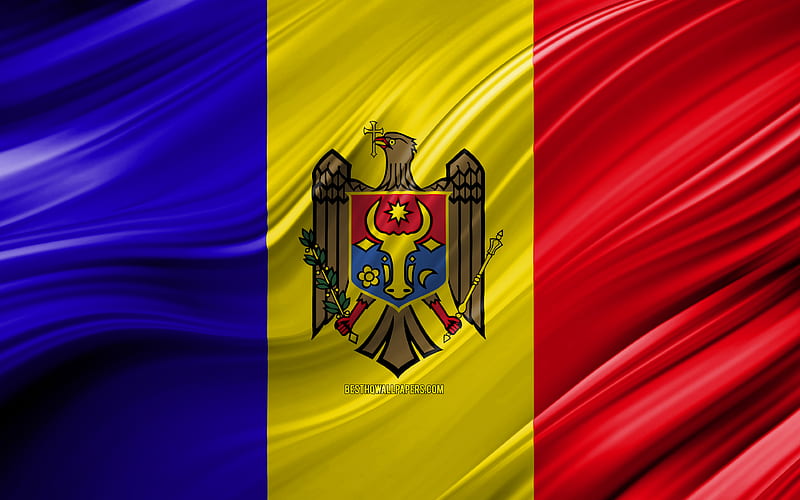 Moldavian flag, European countries, 3D waves, Flag of Moldova, national symbols, Moldova 3D flag, art, Europe, Moldova, HD wallpaper