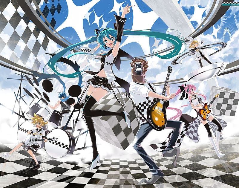 Anime, Vocaloid, Band, Hatsune Miku, Luka Megurine, Rin Kagamine, Kaito 