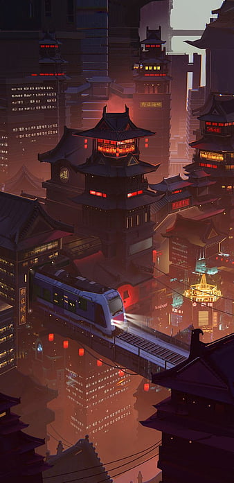 Isometric Cyberpunk City Wallpaper by patrika