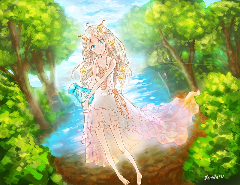 Goddess of Spring, spring, girl, anime, goddess, HD wallpaper