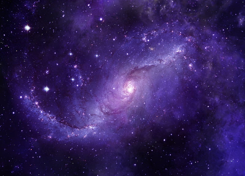 violet nebula, starry sky, universe, Space, HD wallpaper