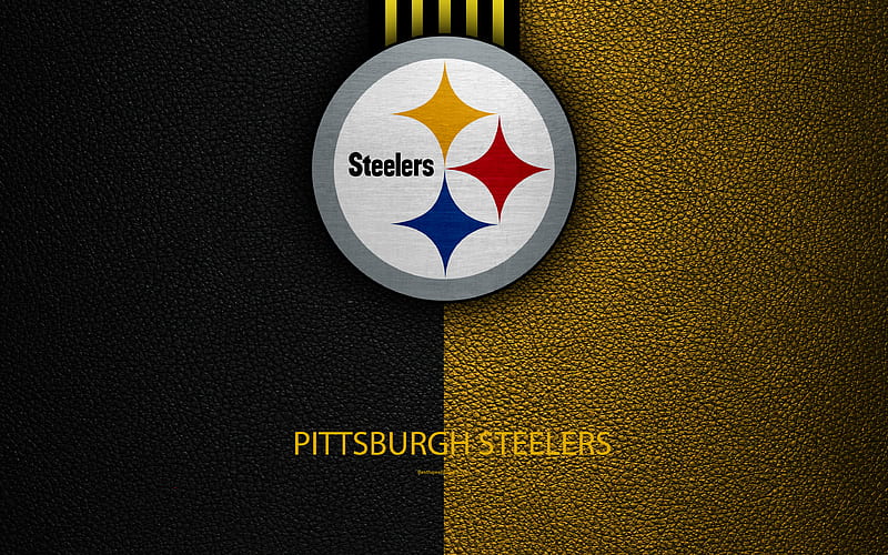 Pittsburgh Steelers American football, logo, leather texture, Pittsburgh, Pennsylvania, USA, emblem, NFL, National Football League, Northern Division, HD wallpaper