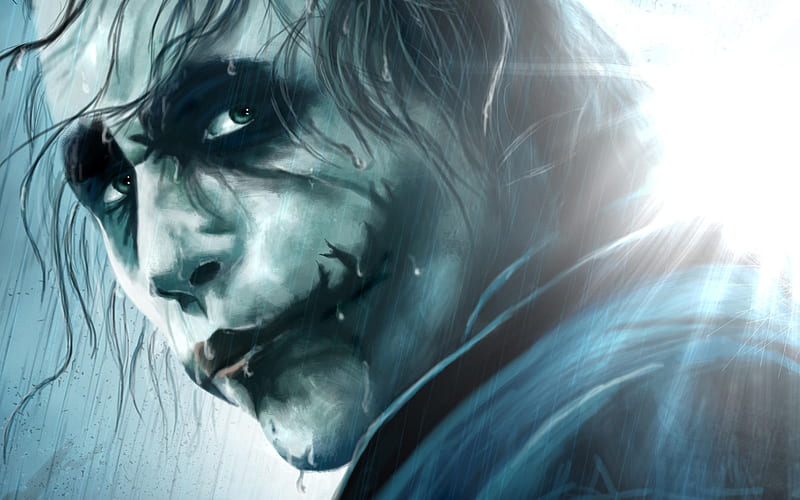 Joker, rain, anti-hero, close-up, creative, antagonist, HD wallpaper