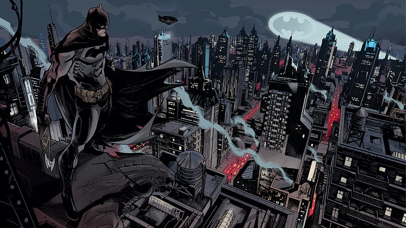 Batman, Bat-Signal, DC Comics, Gotham City, HD wallpaper