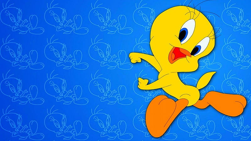 Happy Tweety Bird With Blue Background Cartoon, HD wallpaper