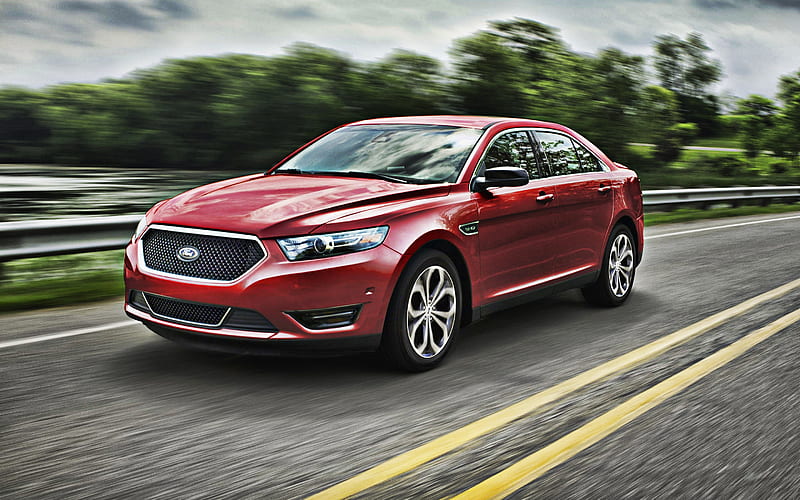 Ford Taurus, 2020, exterior, front view, new red Taurus, red sedan, american cars, Ford, HD wallpaper