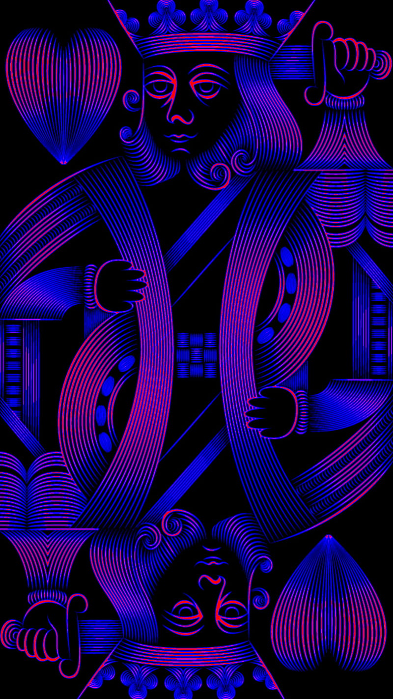 Two Tone Neon King, Art, Colors, Designs, Games, Graphically, Original, Other, Playing Cards, Poker, Two, HD phone wallpaper