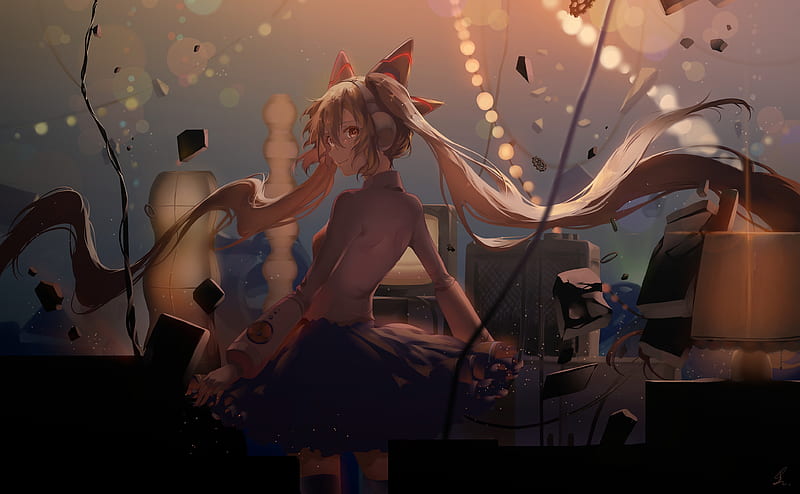 kashiwazaki hatsune, vocaloid, twintails, back view, Anime, HD wallpaper