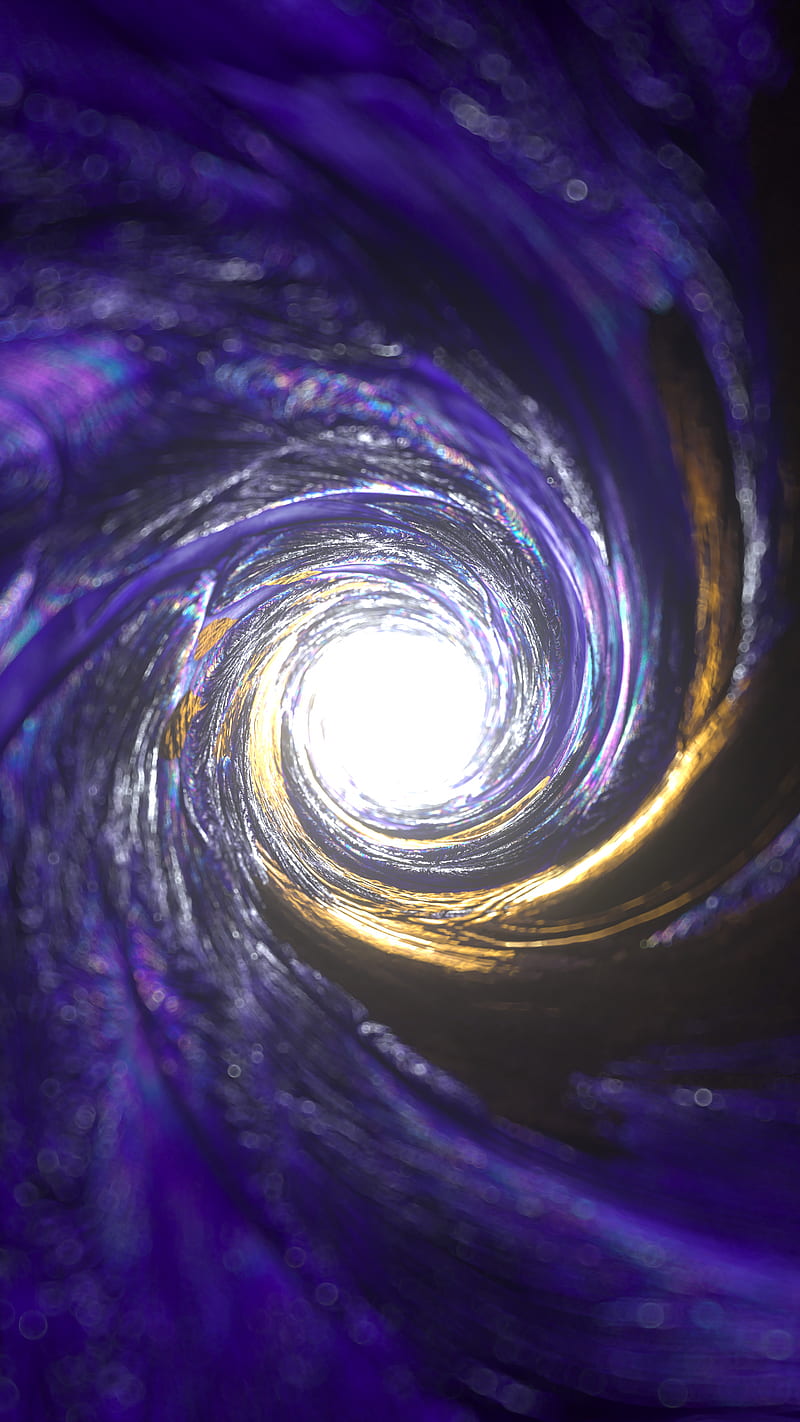Vortex Portal, abstract, fiction, gold, purple, spiral, tube, twist, warp, HD phone wallpaper