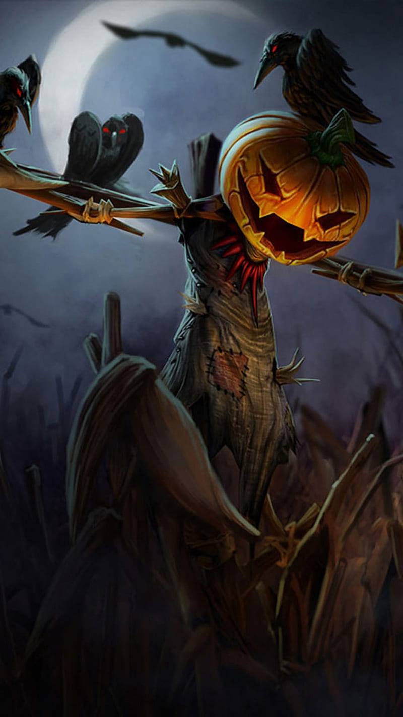 Halloween, scary, scarecrow, HD phone wallpaper