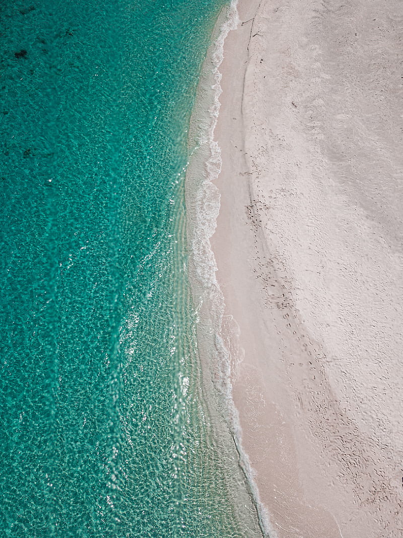 beach, sea, aerial view, water, sand, HD phone wallpaper