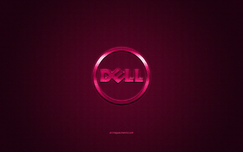 Dell round logo, burgundy carbon background, Dell round metal logo, Dell burgundy emblem, Dell, burgundy carbon texture, Dell logo, HD wallpaper