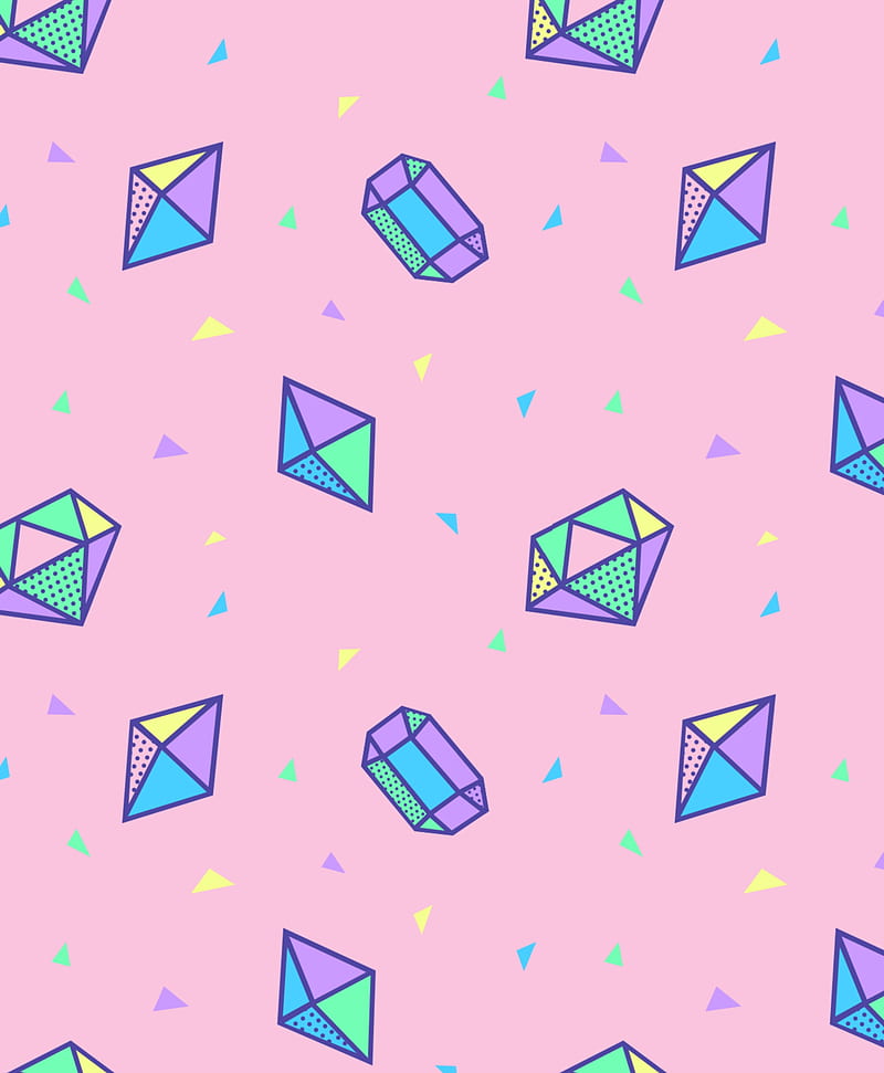  Diamantes, pastel, diamante, gema, violeta, azul, rosa, verde, menta, Fondo de pantalla de teléfono HD