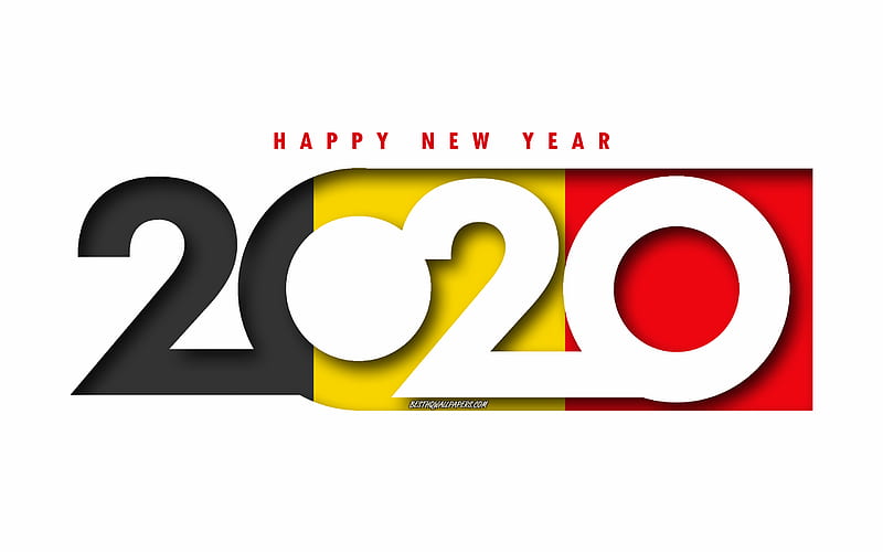 Belgium 2020, Flag of Belgium, white background, Happy New Year Belgium, 3d art, 2020 concepts, Belgium flag, 2020 New Year, 2020 Belgium flag, HD wallpaper