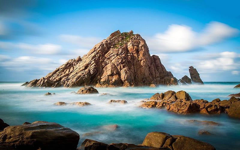 Sugarloaf Rock, Australia, beach, Rock, Australia, Nature, HD wallpaper