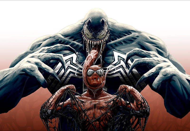 Venom vs Spiderman, alien, marvel, HD wallpaper