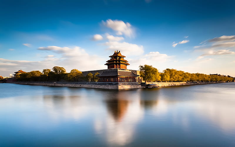 china, beijing, the palace museum, forbidden city, lake, reflection, Nature, HD wallpaper
