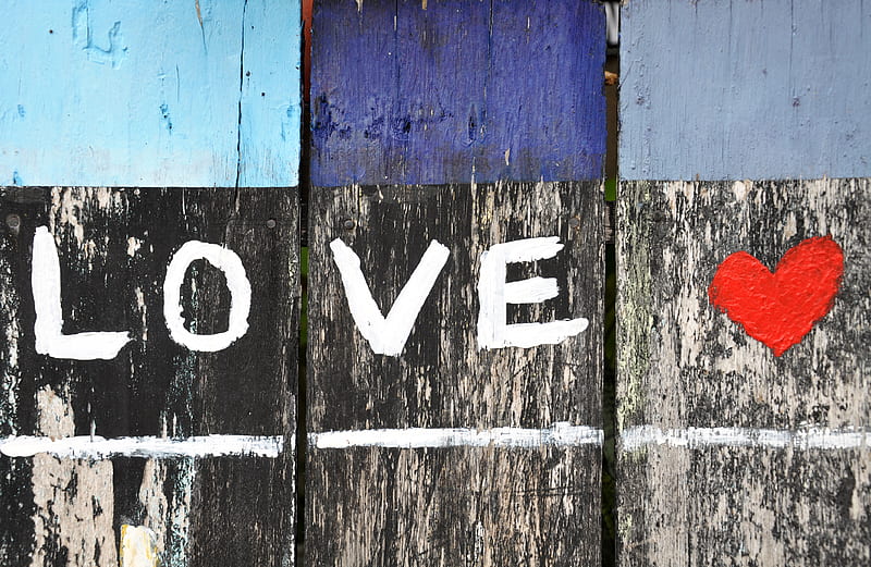 graphy of black, white and red love text-printed board, HD wallpaper