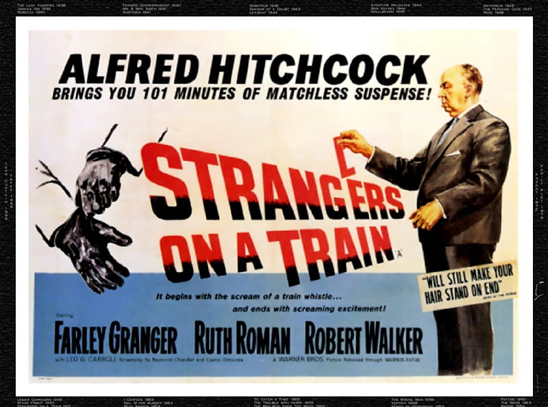 Strangers On A Train01, alfred hitchcock, posters, Strangers On A Train, classic movies, HD wallpaper