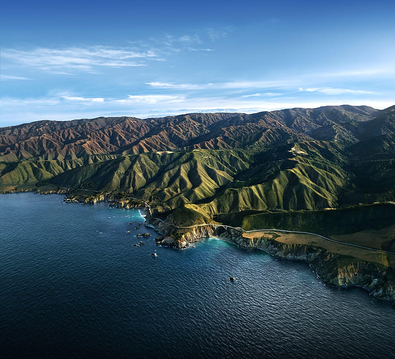 Earth, Big Sur, Aerial, Apple Inc., Coastline, Landscape, Mountain, Ocean, HD wallpaper