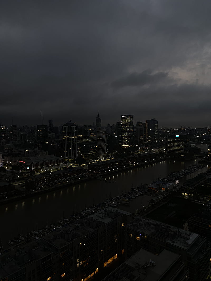 Stormy, black, city, cloudy, gris, sad, storm, HD phone wallpaper