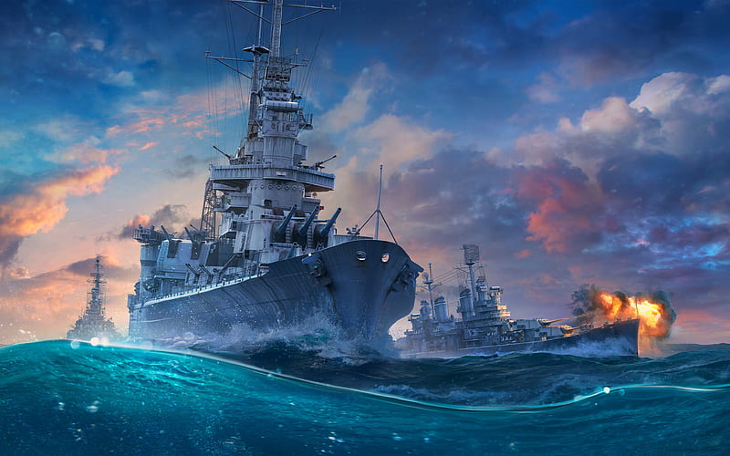 World Of Warships poster, 2019 games, ships in sea, WoWs, HD wallpaper