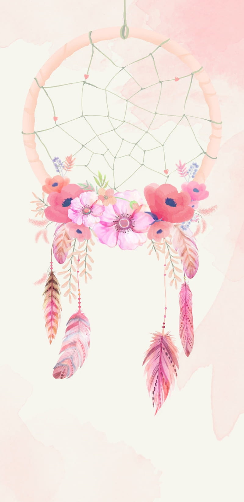 Chic Dreamcatcher, bonito, dream, dreams, floral, flower, flowers, pink, pretty, HD phone wallpaper