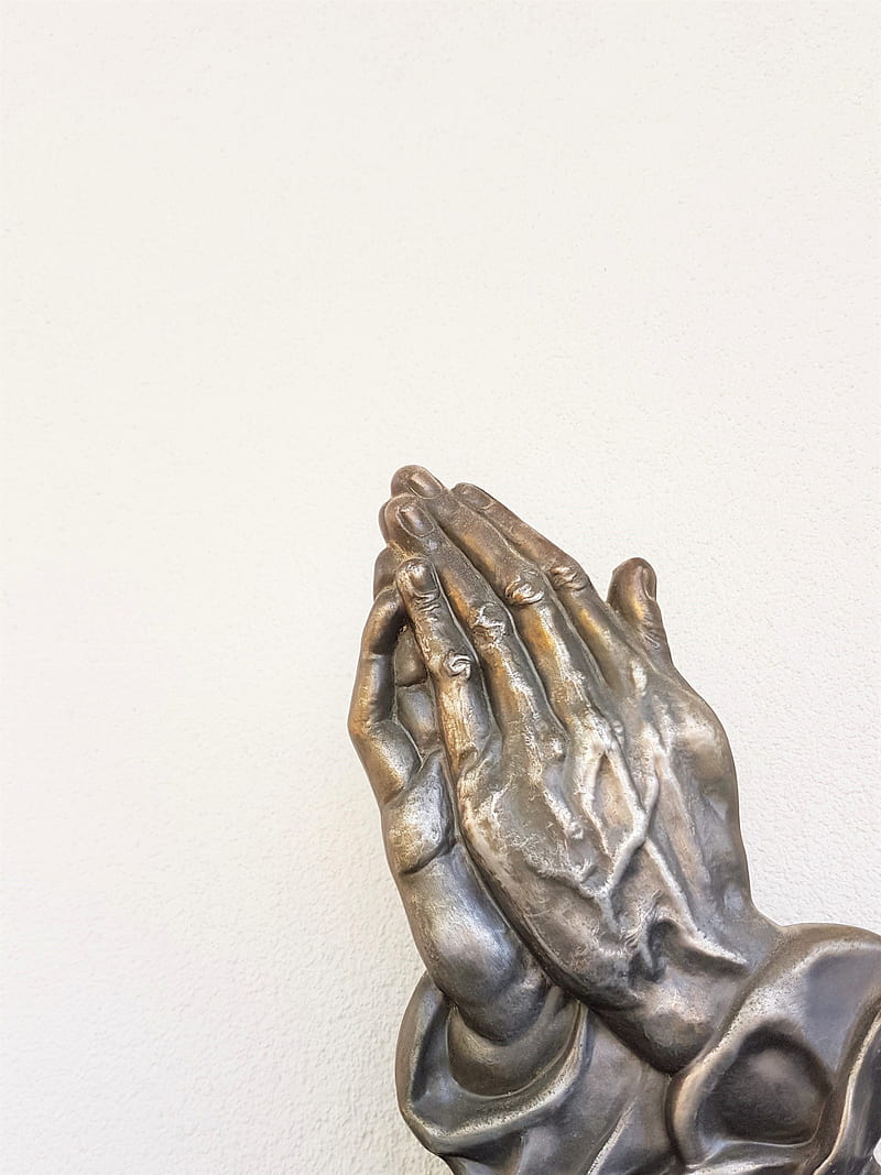 gray praying hand statue, HD phone wallpaper