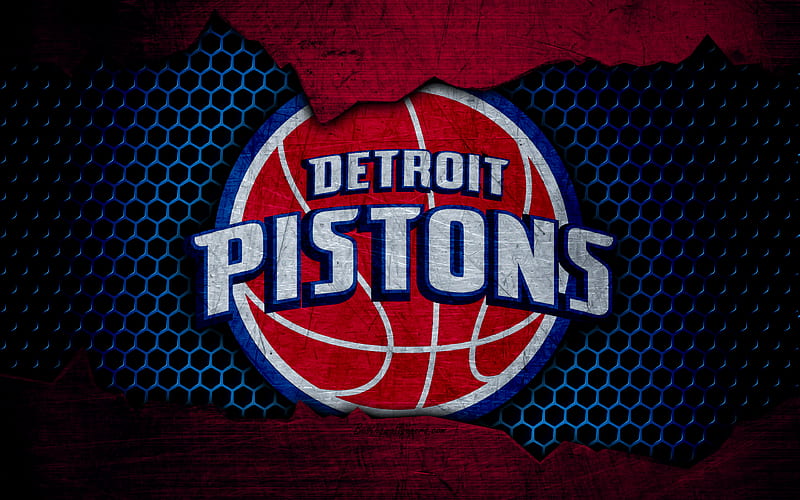 Detroit Pistons logo, NBA, basketball, Eastern Conference, USA, grunge, metal texture, Central Division, HD wallpaper