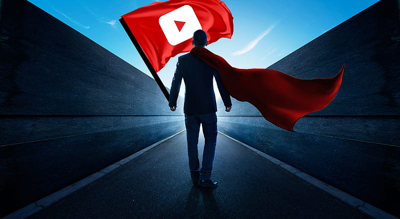 Man With Youtube Flag, youtube, flag, HD wallpaper