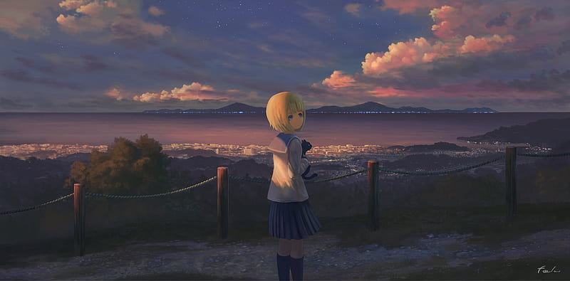 Anime Girl Alone Standing, anime-girl, anime, HD wallpaper