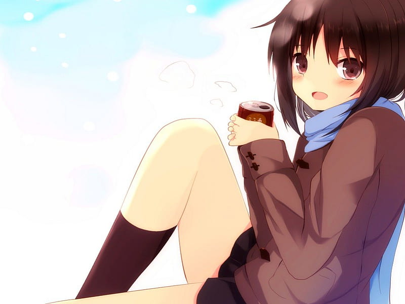 Just Drinking Hot Chocolate, short hair, cute, girl, brown hair, anime,  chocolate, HD wallpaper | Peakpx