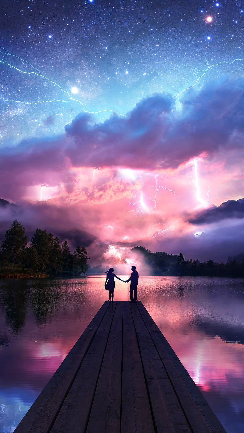 Starry Night Romance: Anime Couple Sharing a Kiss Under the Open Sky, Anime  Digital Art illustration for background wallpaper. Generative AI Stock  Illustration
