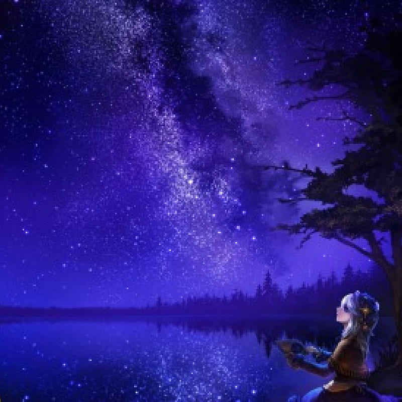 Porter Robinson, aesthetic, anime girl, galaxy, girl, moon, pattern,  purple, HD phone wallpaper | Peakpx