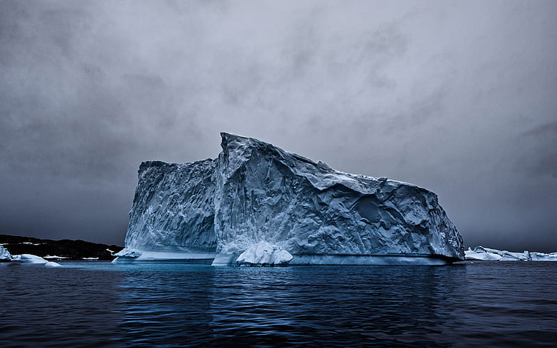 iceberg ocean, darkness, Antarctica, HD wallpaper