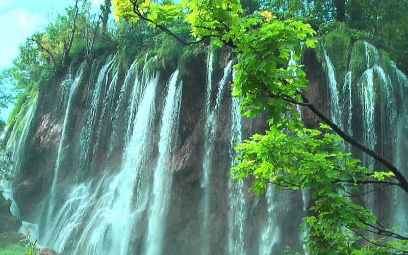 Mountains Falls, plitvice national park, natue, trees, waterfalls, HD wallpaper
