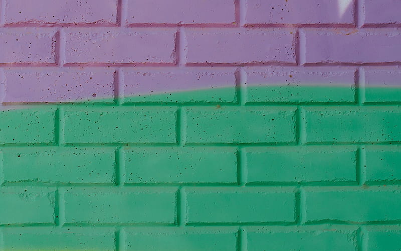 green purple brick wall, brick wall texture, brick background, brickwork texture, HD wallpaper
